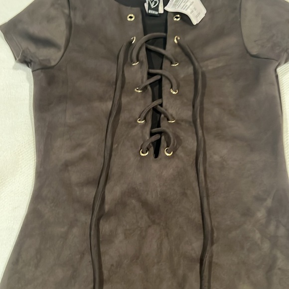 NWT Windsor dark grey Suede dress - Picture 3 of 4